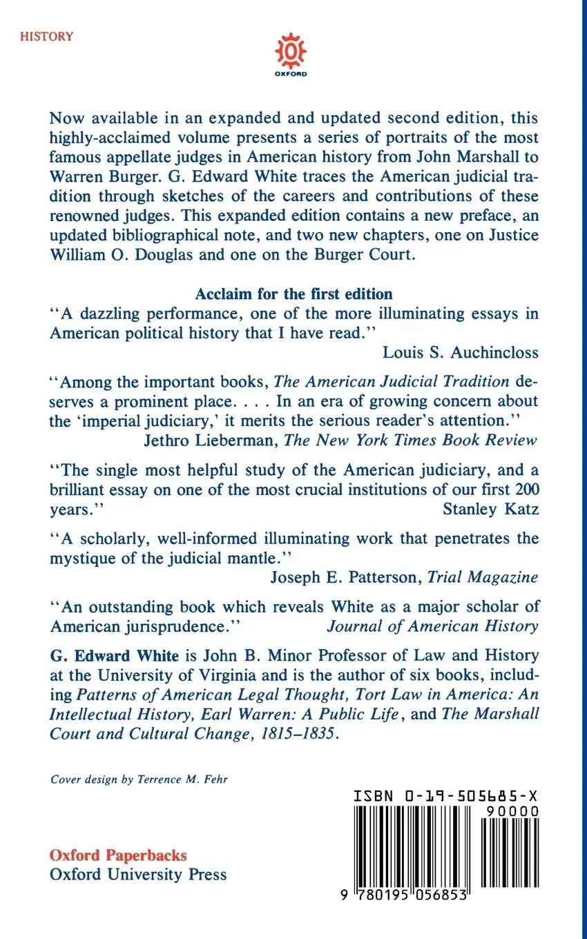 Rückseite: 9780195056853 | The American Judicial Tradition | Profiles of Leading American Judges