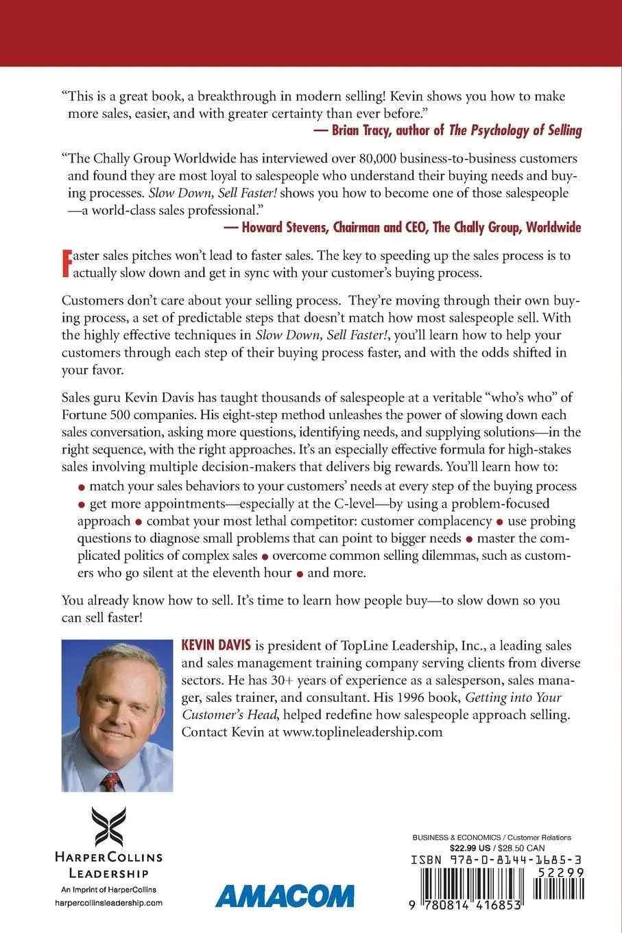Rückseite: 9780814416853 | Slow Down, Sell Faster! | Kevin Davis | Taschenbuch | Englisch | 2011