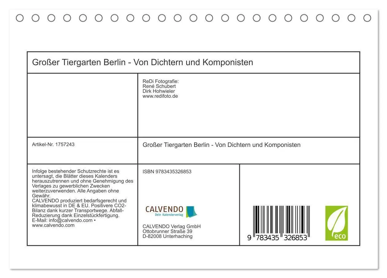 Bild: 9783435326853 | Großer Tiergarten Berlin - Von Dichtern und Komponisten...