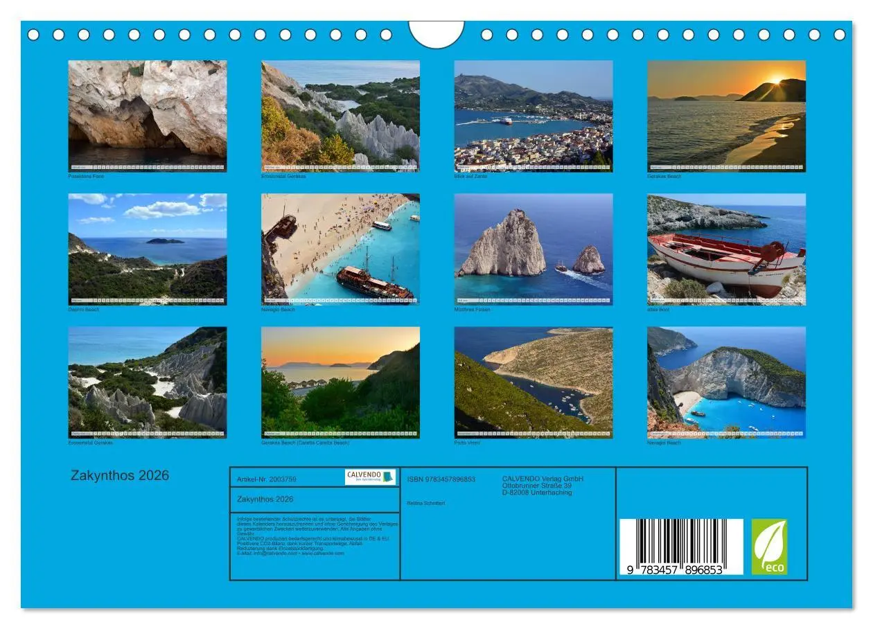 Bild: 9783457896853 | Zakynthos 2026 (Wandkalender 2026 DIN A4 quer), CALVENDO...