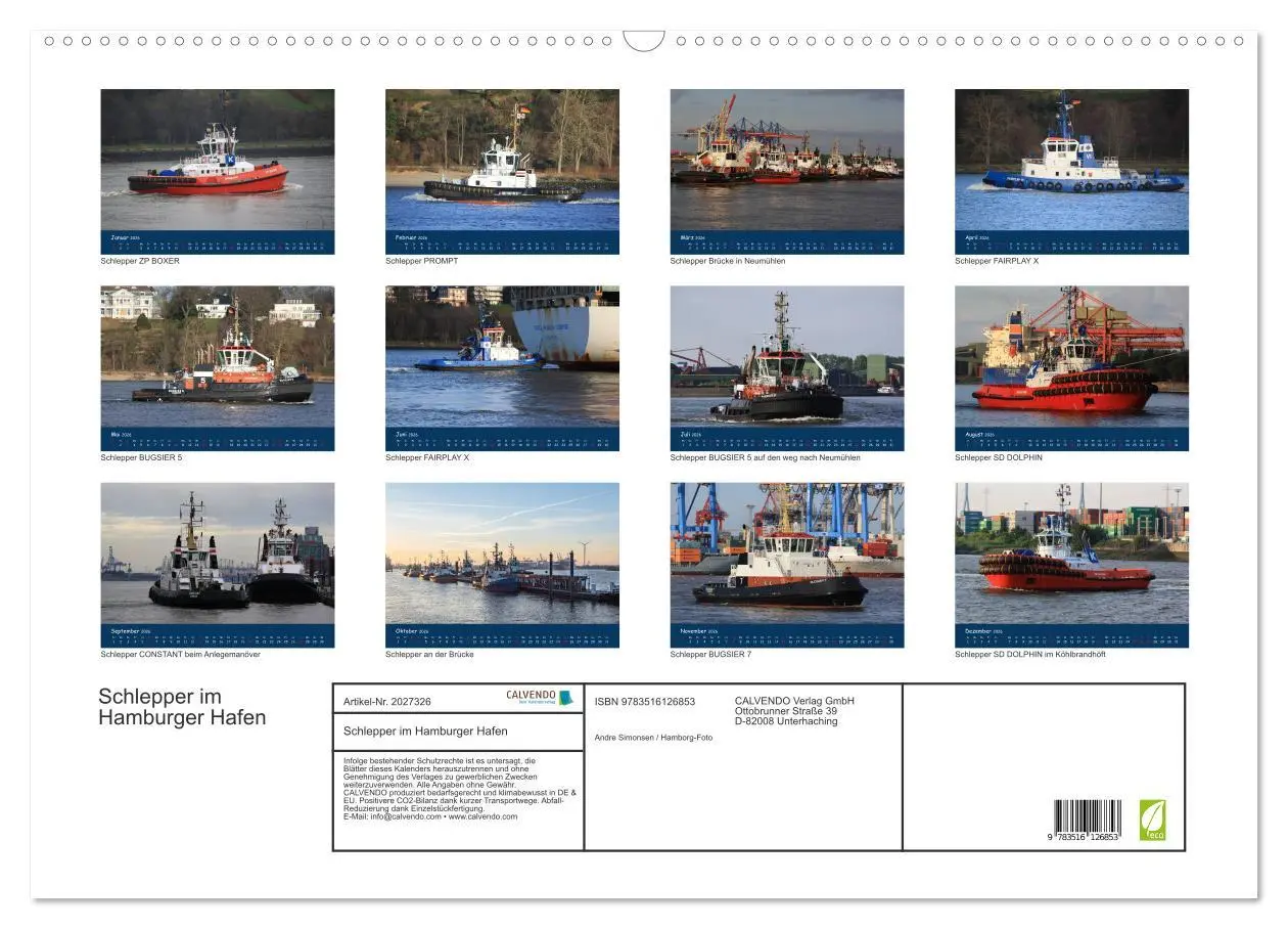 Bild: 9783516126853 | Schlepper im Hamburger Hafen (Wandkalender 2026 DIN A2 quer),...