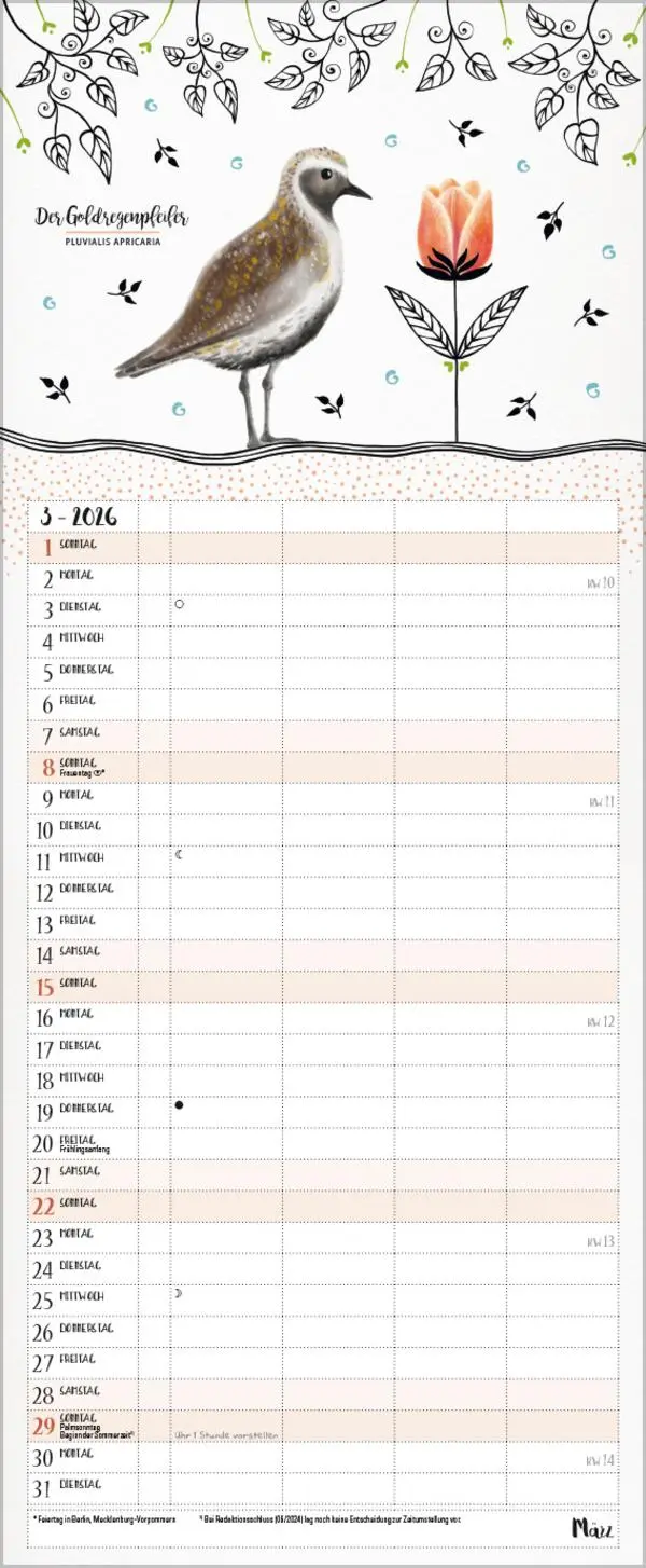 Bild: 9783731886853 | Familienplaner Pretty Birds 2026 | Verlag Korsch | Kalender | 14 S.