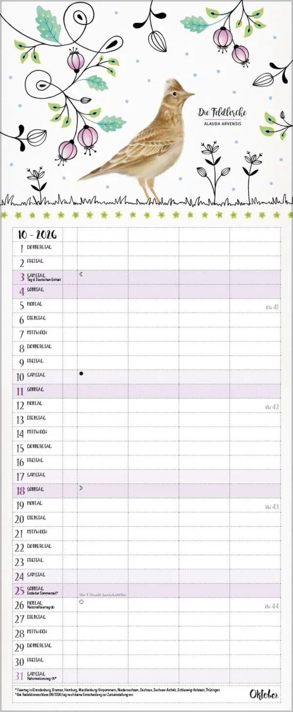 Bild: 9783731886853 | Familienplaner Pretty Birds 2026 | Verlag Korsch | Kalender | 14 S.