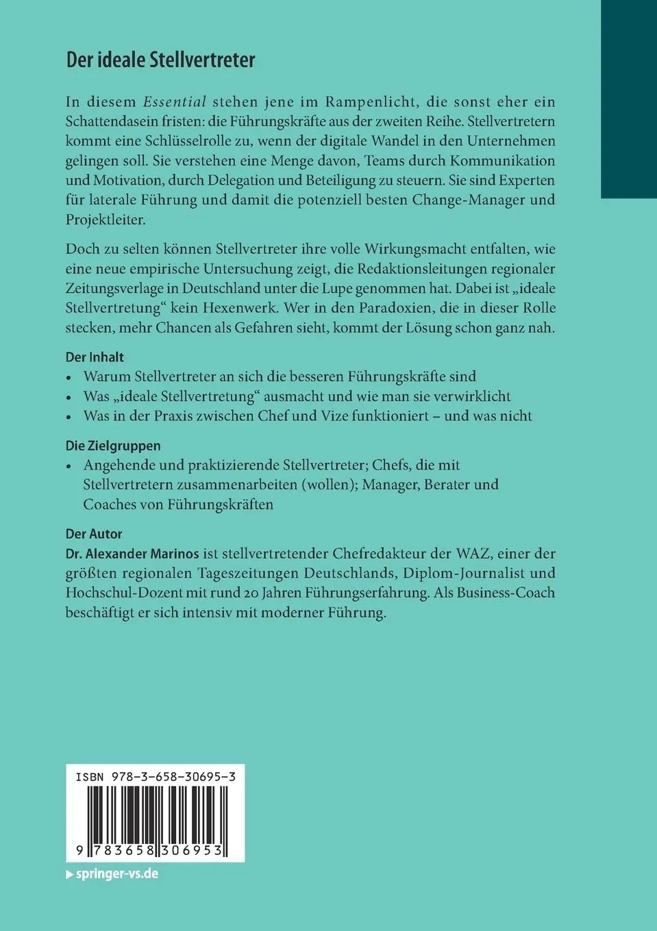 Rückseite: 9783658306953 | Der ideale Stellvertreter | Alexander Marinos | Taschenbuch | Deutsch