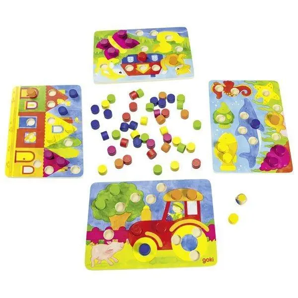 Cover: 4013594567053 | Farbwürfelspiel | 21 x 14,5 x 0,6 cm, Holz, 95 Teile | goki | Spiel