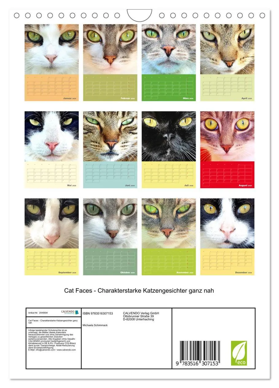Bild: 9783516307153 | Cat Faces - Charakterstarke Katzengesichter ganz nah (Wandkalender...