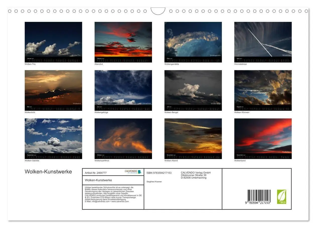 Bild: 9783594217153 | Wolken-Kunstwerke (Wandkalender 2027 DIN A3 quer), CALVENDO...