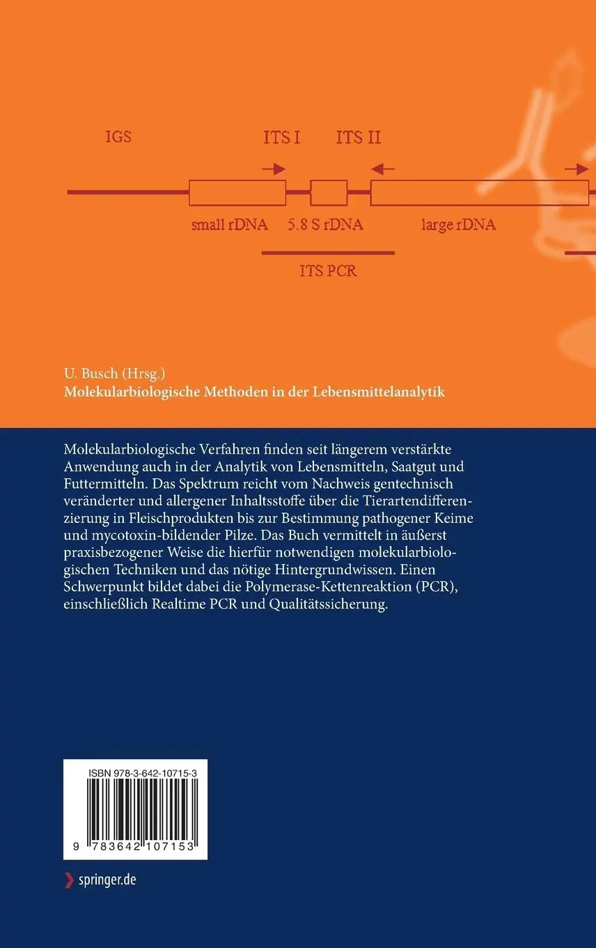 Rückseite: 9783642107153 | Molekularbiologische Methoden in der Lebensmittelanalytik | Busch