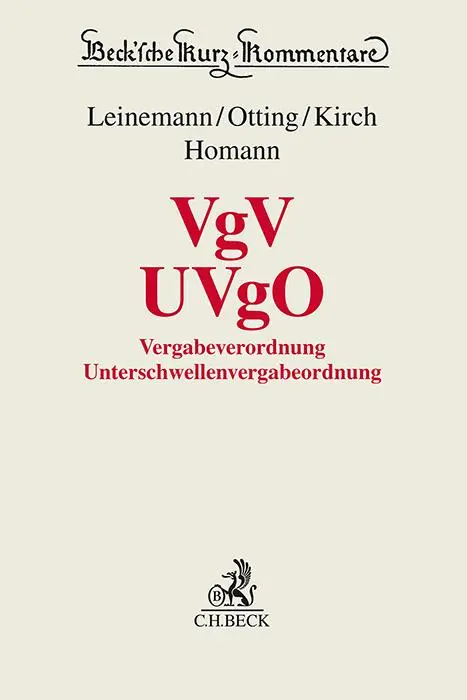 Cover: 9783406647253 | VgV - UVgO | Vergabeverordnung / Unterschwellenvergabeordnung | Buch