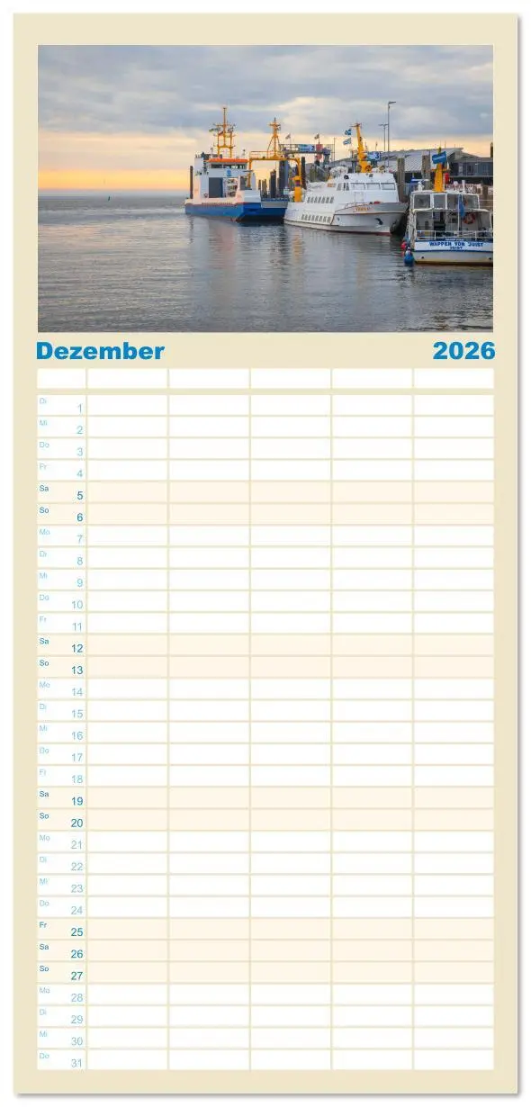 Bild: 9783516607253 | Familienplaner 2026 - Norderney Sehnsuchtskalender mit 5 Spalten...