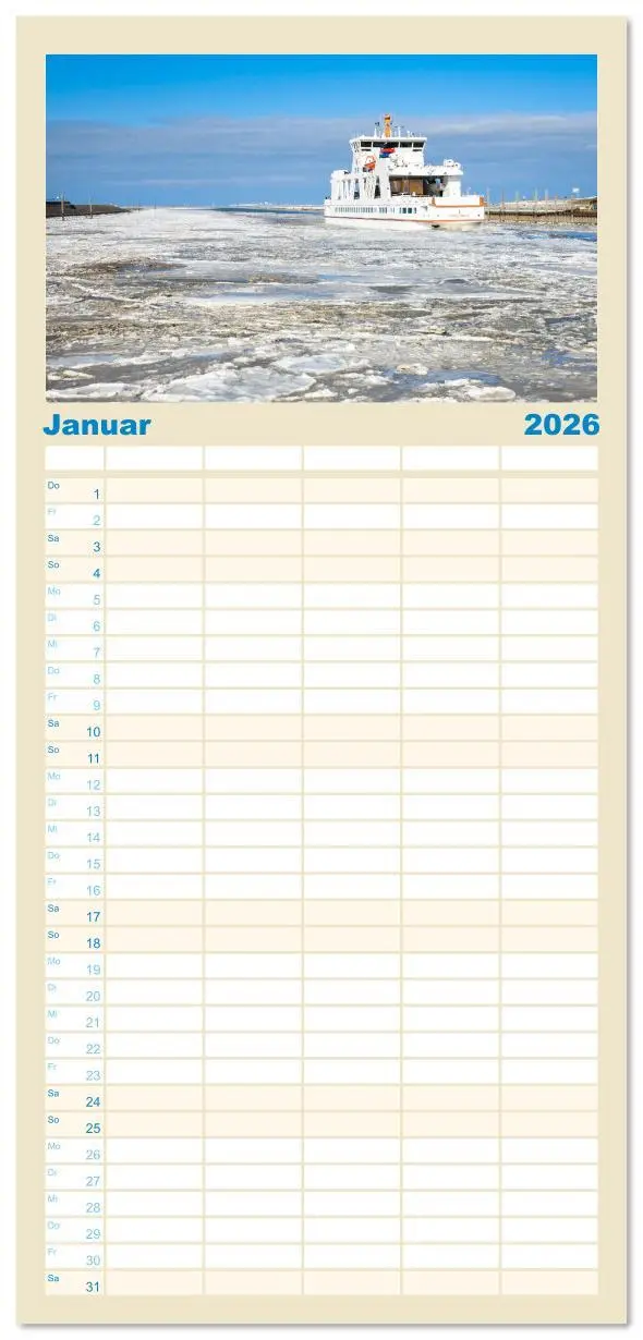 Bild: 9783516607253 | Familienplaner 2026 - Norderney Sehnsuchtskalender mit 5 Spalten...