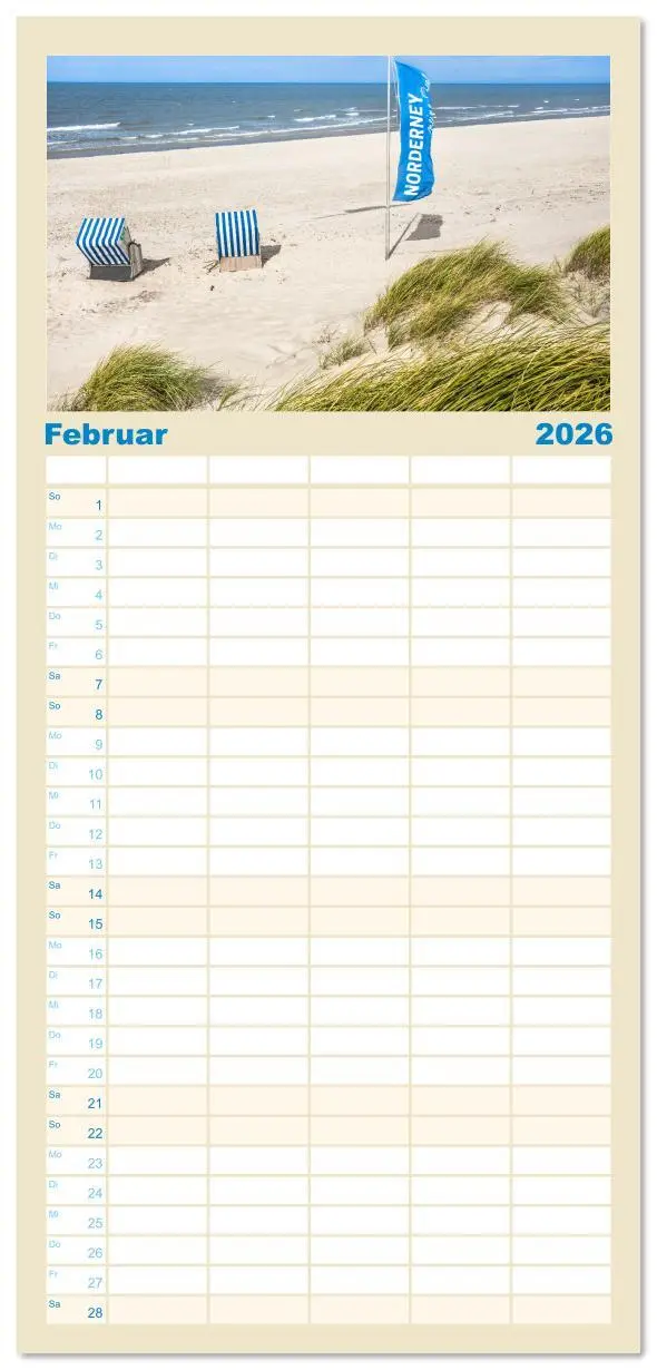 Bild: 9783516607253 | Familienplaner 2026 - Norderney Sehnsuchtskalender mit 5 Spalten...