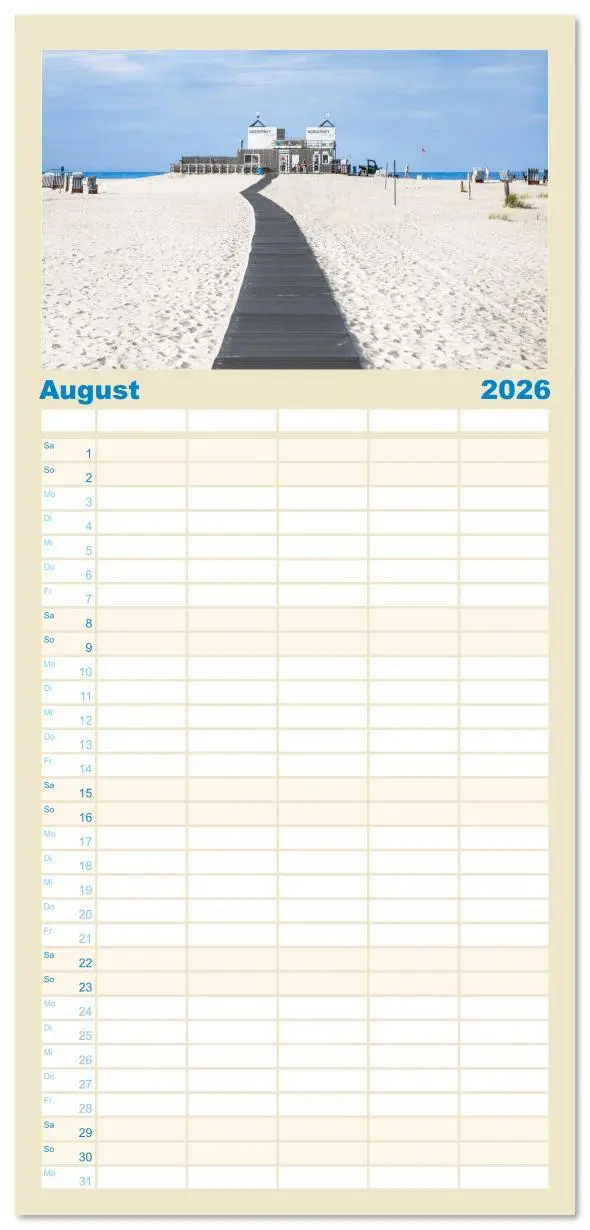 Bild: 9783516607253 | Familienplaner 2026 - Norderney Sehnsuchtskalender mit 5 Spalten...