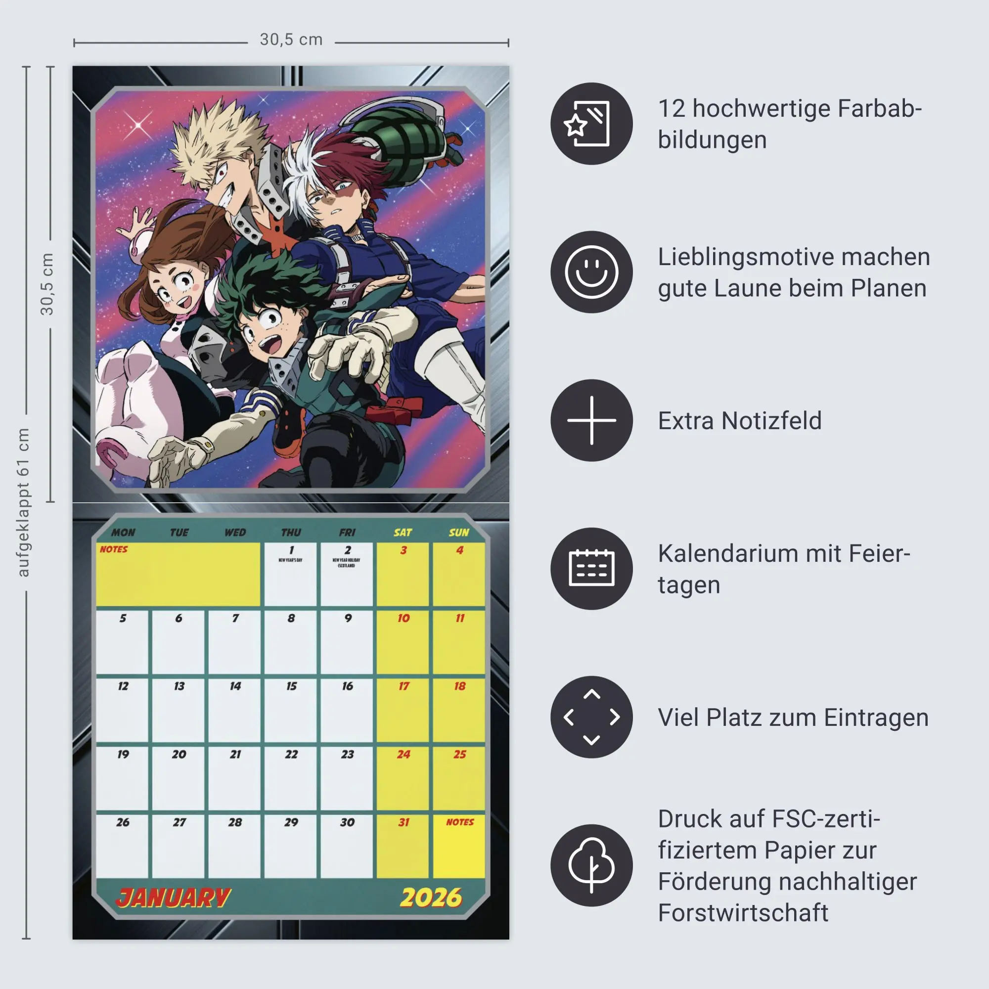 Bild: 9783840197253 | My Hero Academia Broschurkalender 2026 | Kalender | Danilo | 28 S.