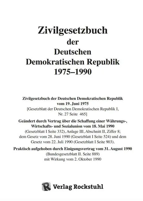 Bild: 9783938997253 | Zivilgesetzbuch der DDR 1975-1990 | Harald Rockstuhl | Taschenbuch