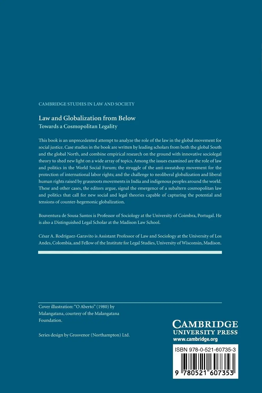 Rückseite: 9780521607353 | Law and Globalization from Below | Towards a Cosmopolitan Legality