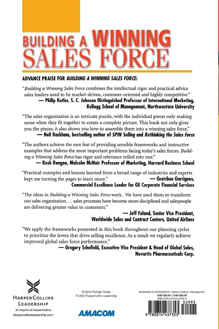 Rückseite: 9780814437353 | Building a Winning Sales Force | Andris Zoltners (u. a.) | Taschenbuch
