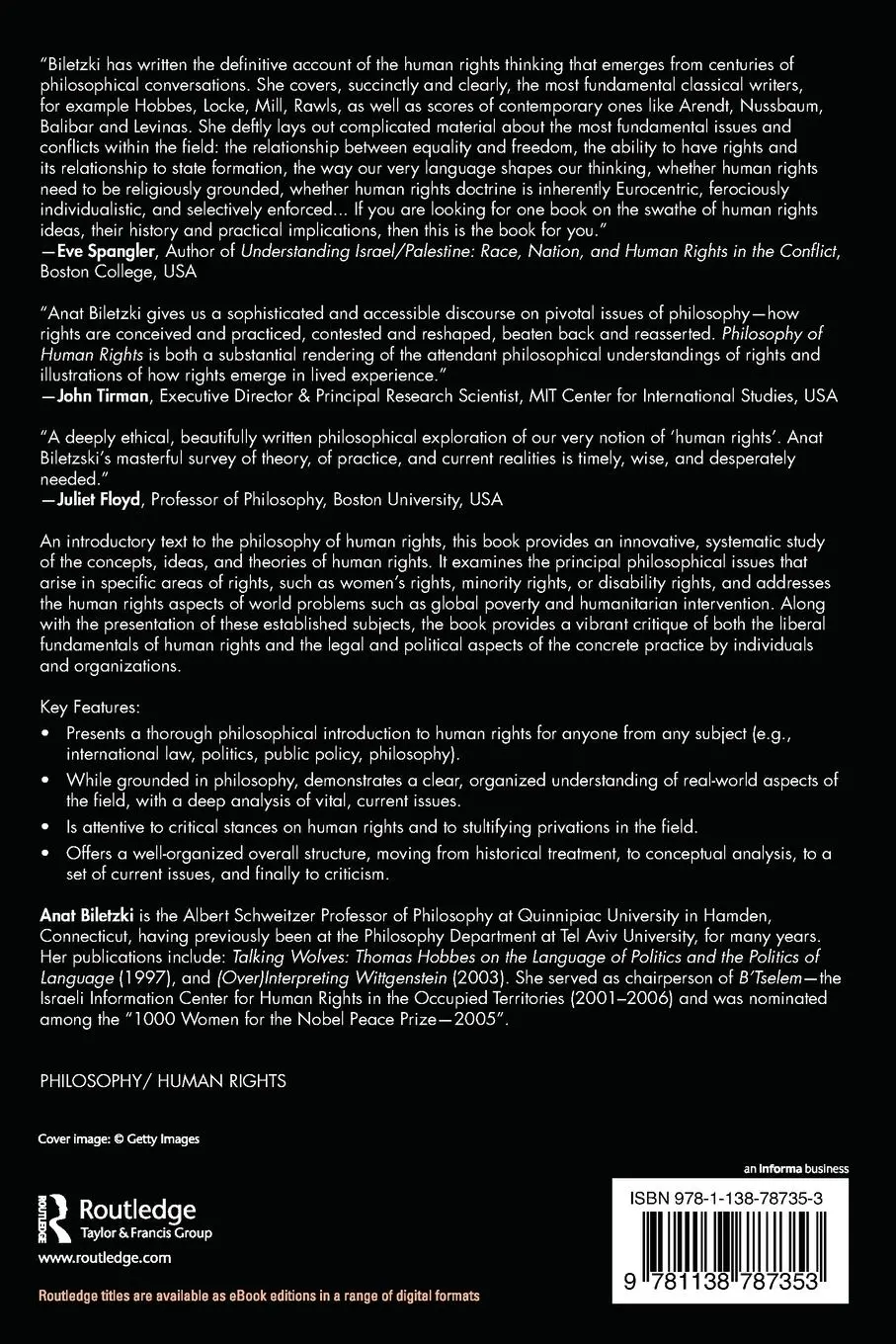 Rückseite: 9781138787353 | Philosophy of Human Rights | A Systematic Introduction | Anat Biletzki