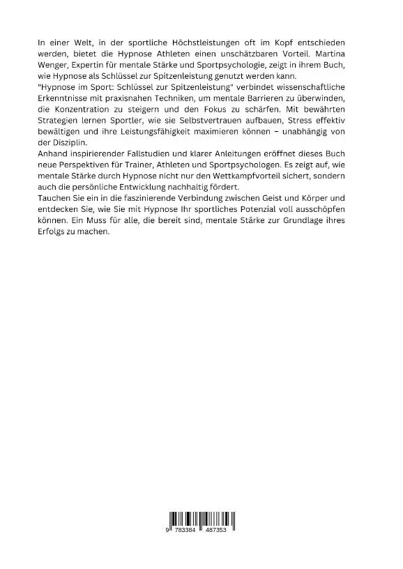 Rückseite: 9783384487353 | Hypnose im Sport: Schlüssel zur Spitzenleistung | Martina Wenger