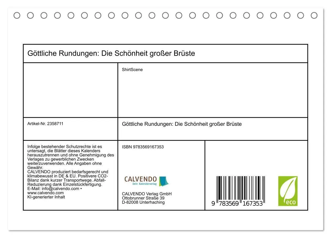 Bild: 9783569167353 | Göttliche Rundungen: Die Schönheit großer Brüste (Tischkalender...