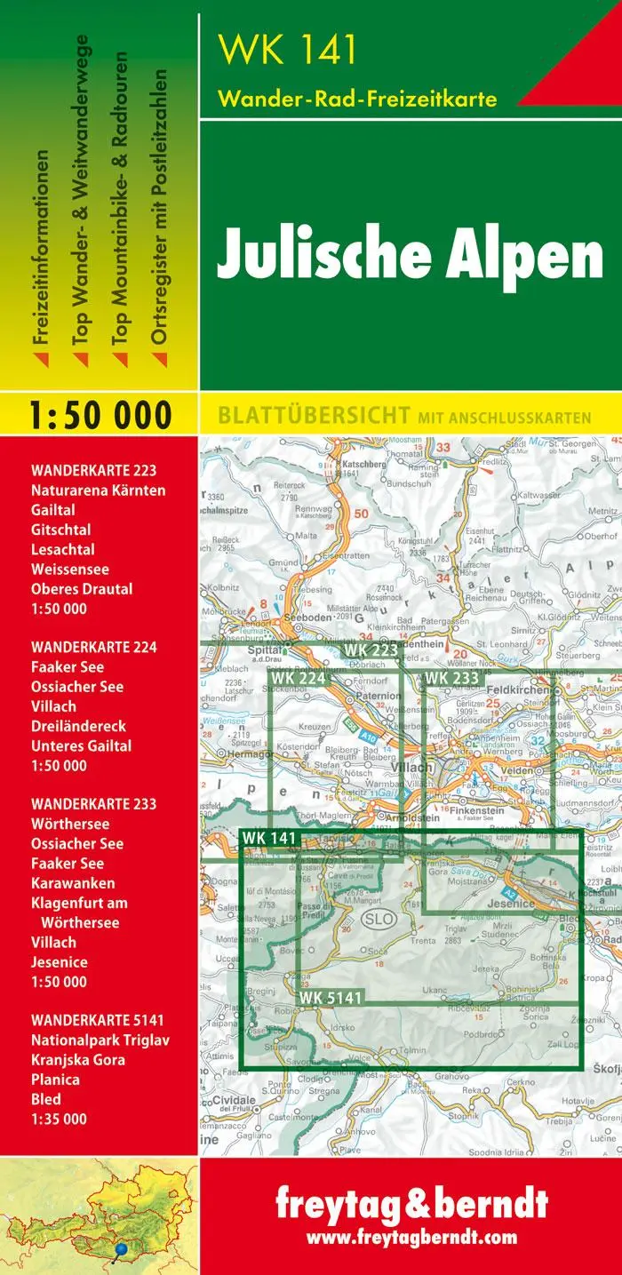 Rückseite: 9783850847353 | Julische Alpen 1 : 50 000. WK 141 | Wander-, Rad- und Freizeitkarte