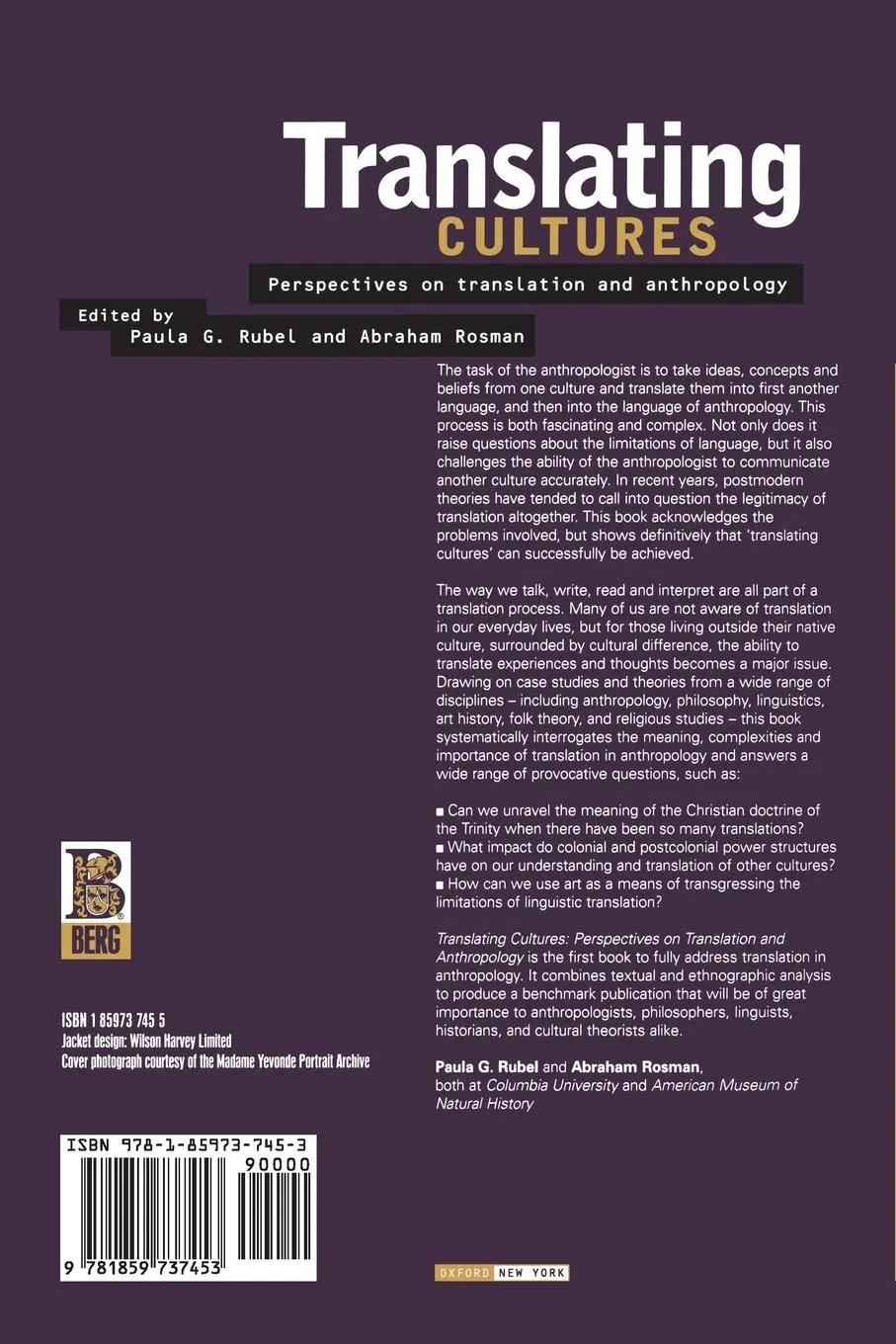 Rückseite: 9781859737453 | Translating Cultures | Perspectives on Translation and Anthropology