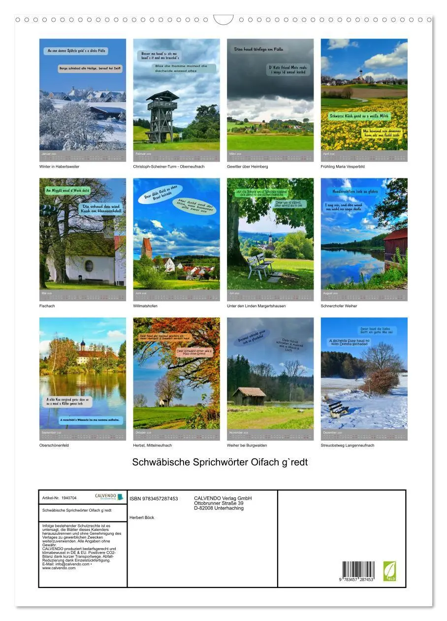 Bild: 9783457287453 | Schwäbische Sprichwörter Oifach g`redt (Wandkalender 2026 DIN A2...