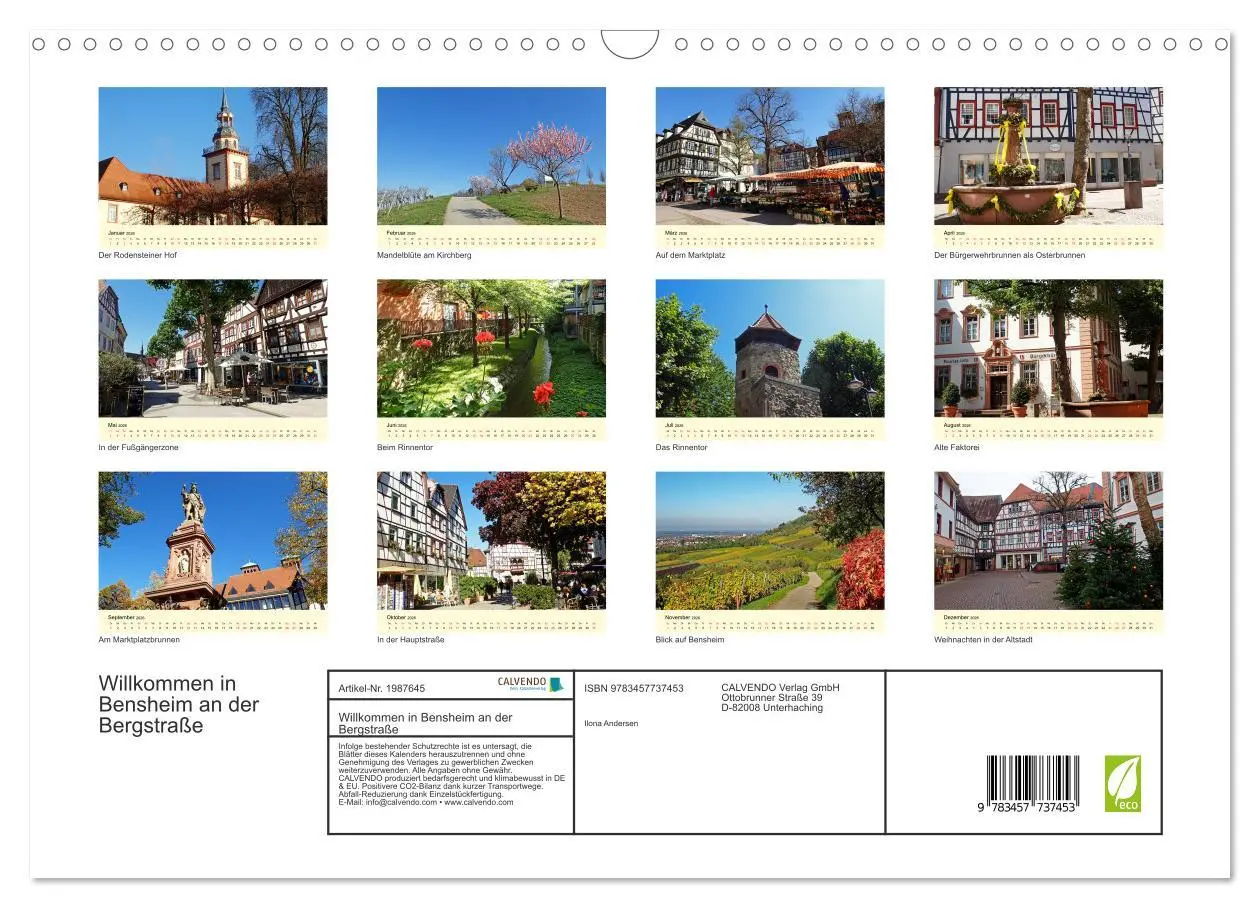 Bild: 9783457737453 | Willkommen in Bensheim an der Bergstraße (Wandkalender 2026 DIN A3...