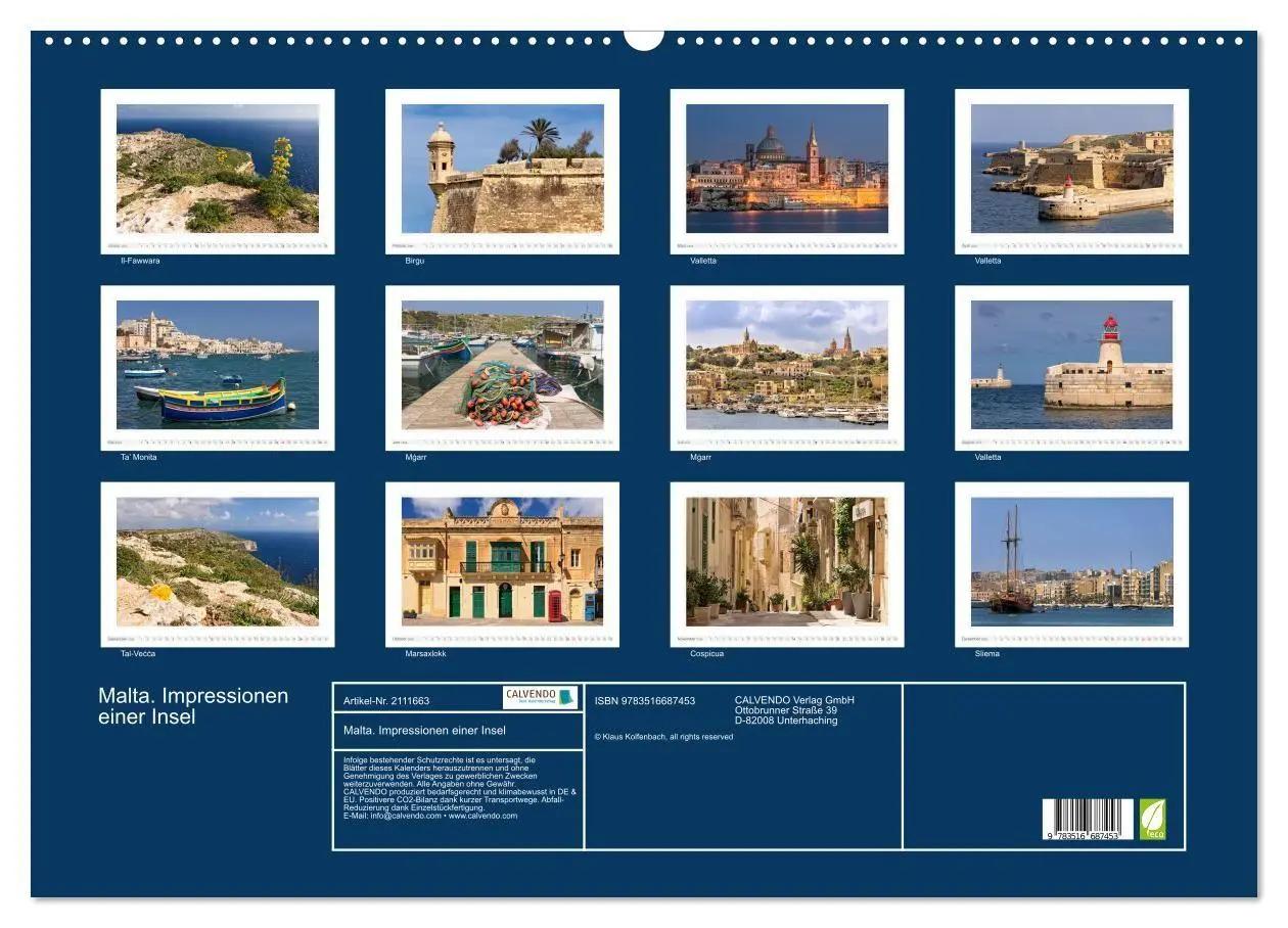 Bild: 9783516687453 | Malta. Impressionen einer Insel (Wandkalender 2026 DIN A2 quer),...