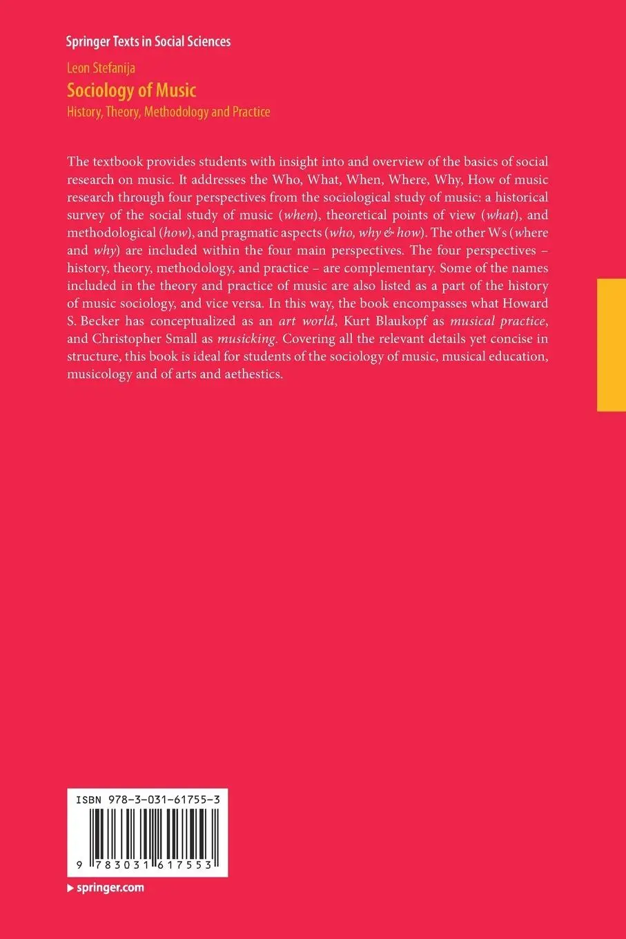 Rückseite: 9783031617553 | Sociology of Music | History, Theory, Methodology and Practice | Buch
