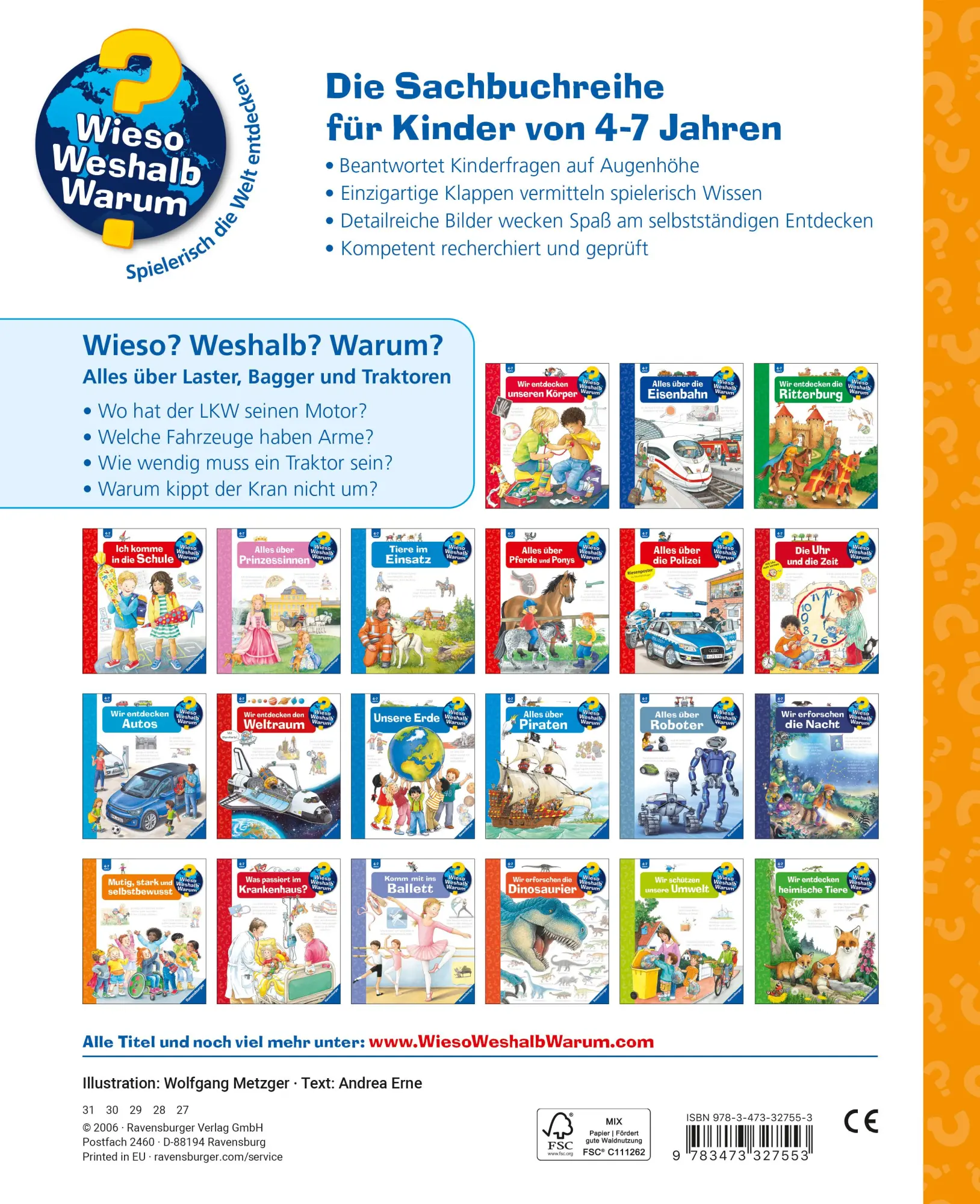 Rückseite: 9783473327553 | Wieso? Weshalb? Warum?, Band 38: Alles über Laster, Bagger und...