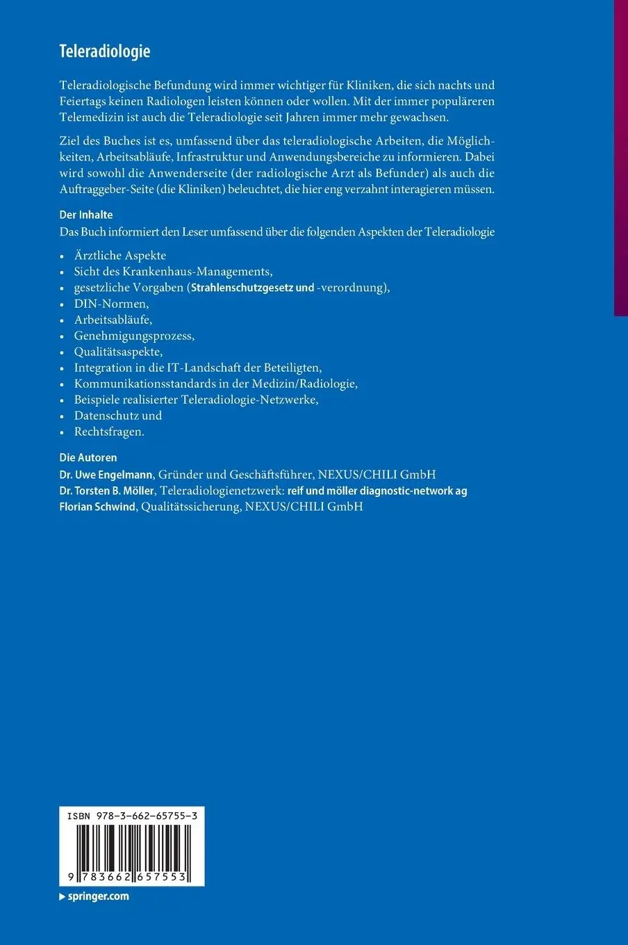 Rückseite: 9783662657553 | Teleradiologie | Radiologie - Management - IT | Uwe Engelmann (u. a.)