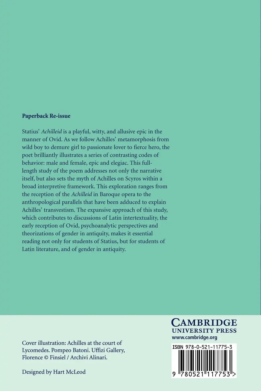 Rückseite: 9780521117753 | The Transvestite Achilles | Gender and Genre in Statius' Achilleid