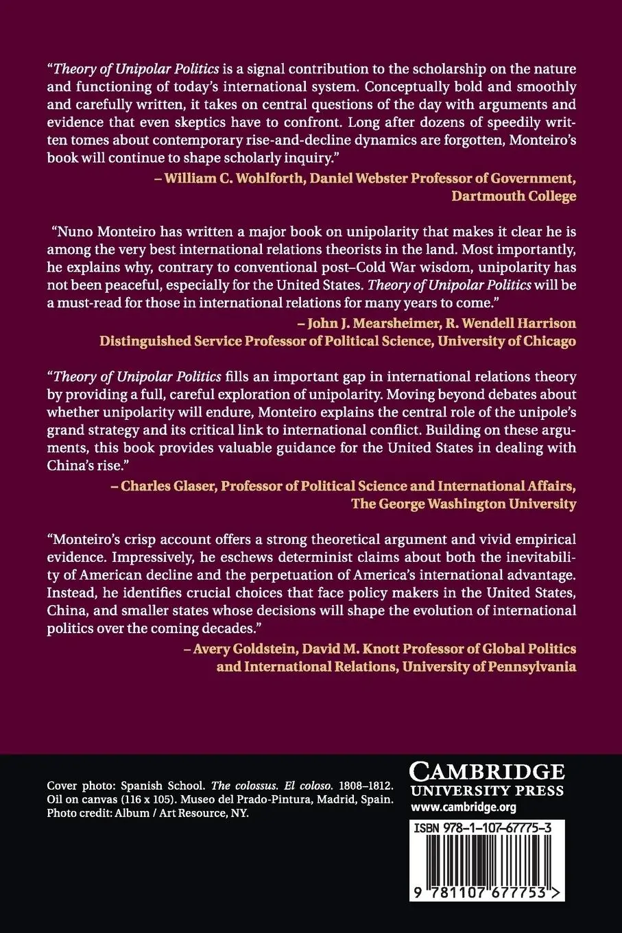 Rückseite: 9781107677753 | Theory of Unipolar Politics | Nuno P. Monteiro | Taschenbuch | 2015
