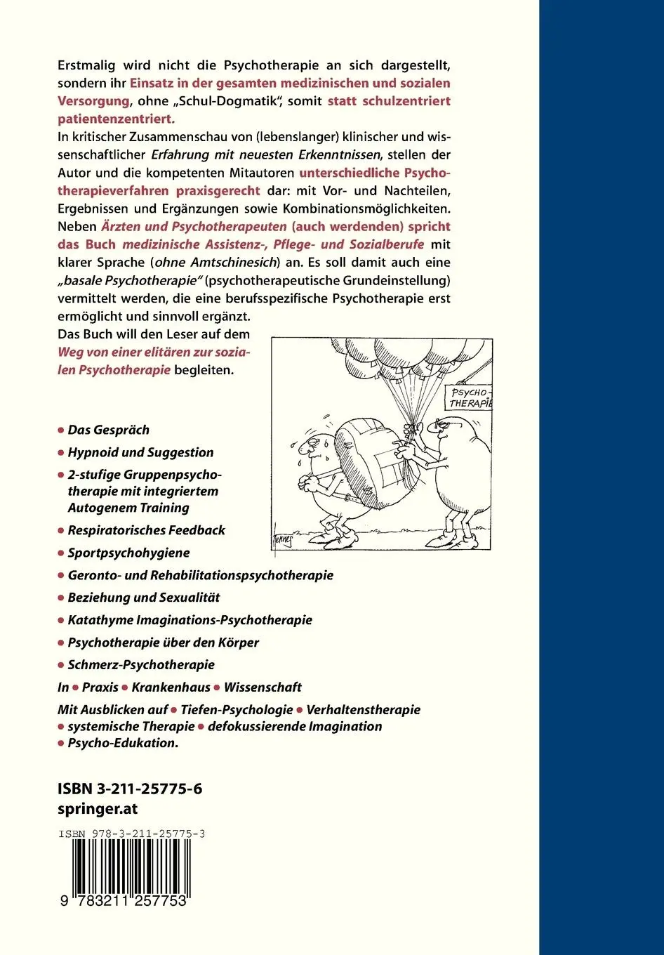 Rückseite: 9783211257753 | Integrierte Psychotherapie | Gerhard S. Barolin | Buch | xiii | 2006