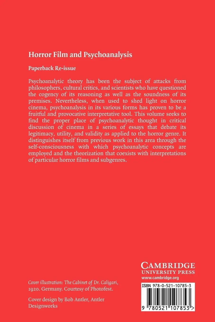 Rückseite: 9780521107853 | Horror Film and Psychoanalysis | Freud's Worst Nightmare | Taschenbuch