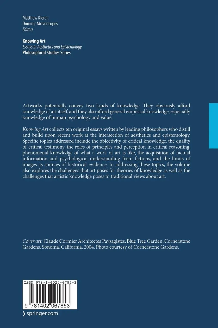 Rückseite: 9781402067853 | Knowing Art | Essays in Aesthetics and Epistemology | Lopes (u. a.)