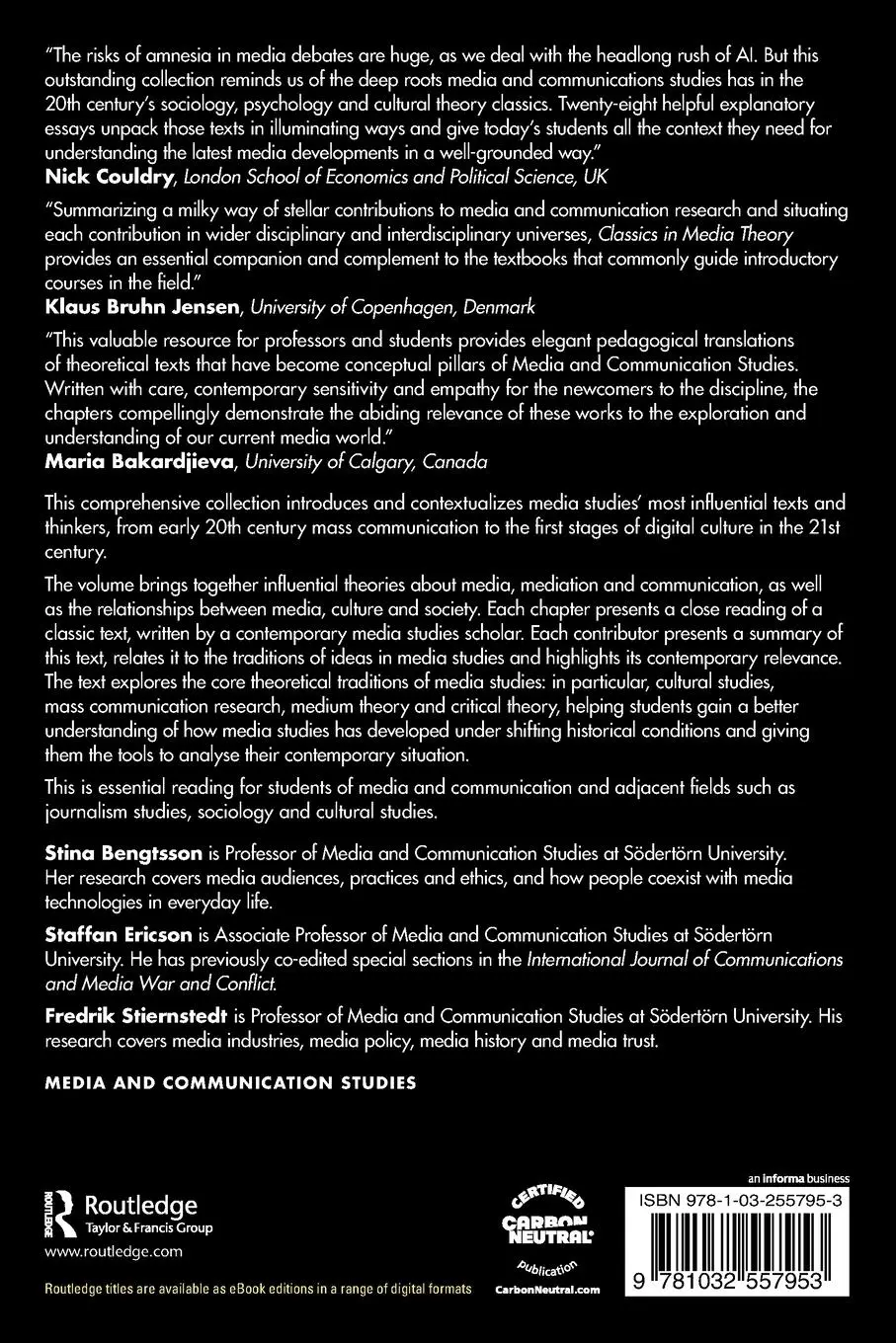 Rückseite: 9781032557953 | Classics in Media Theory | Stina Bengtsson (u. a.) | Taschenbuch