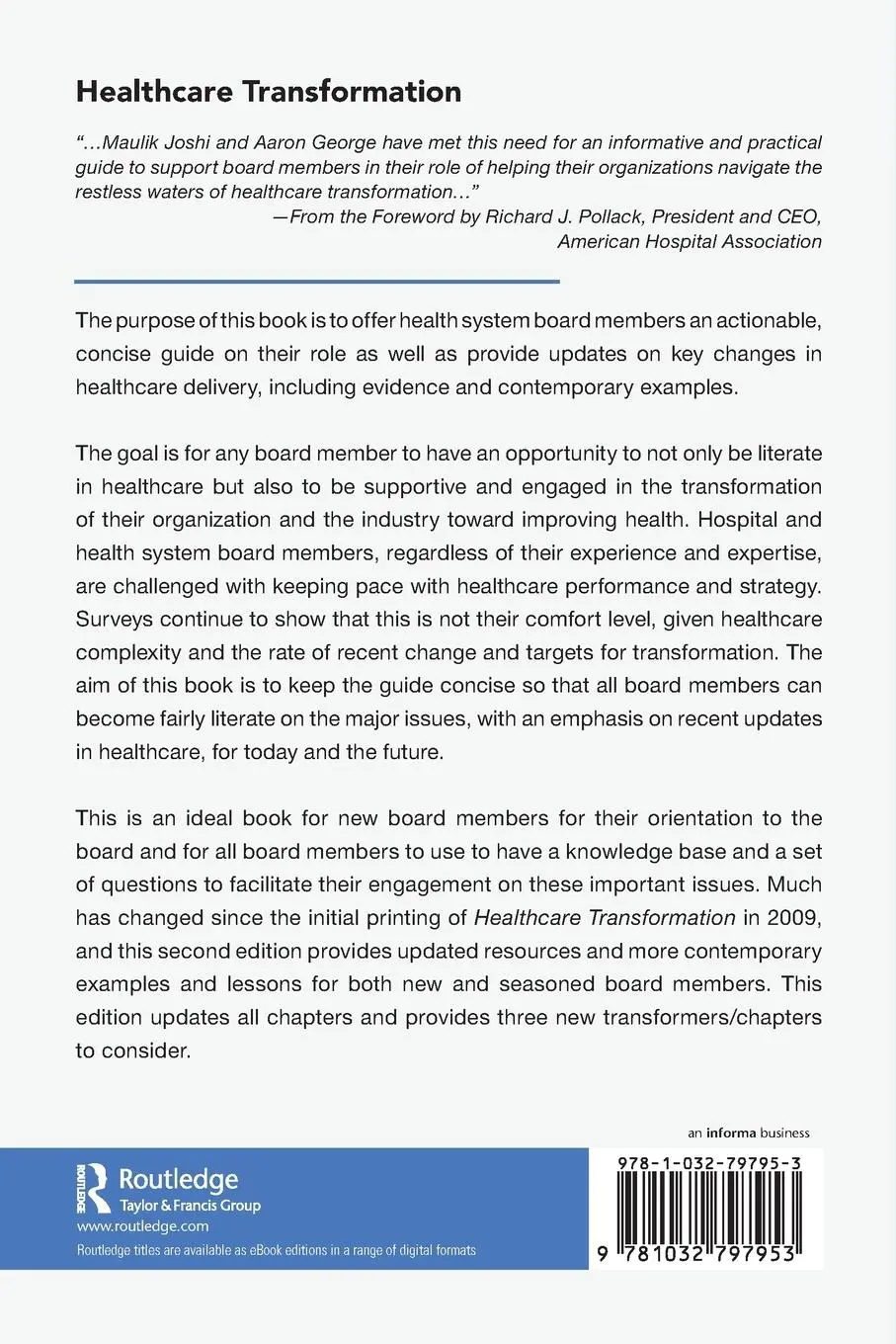 Rückseite: 9781032797953 | Healthcare Transformation | A Guide for the Health System Board Member
