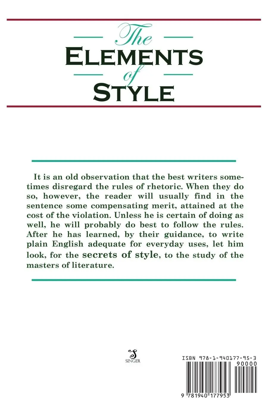 Rückseite: 9781940177953 | The Elements of Style | William Strunk | Taschenbuch | Englisch | 2010