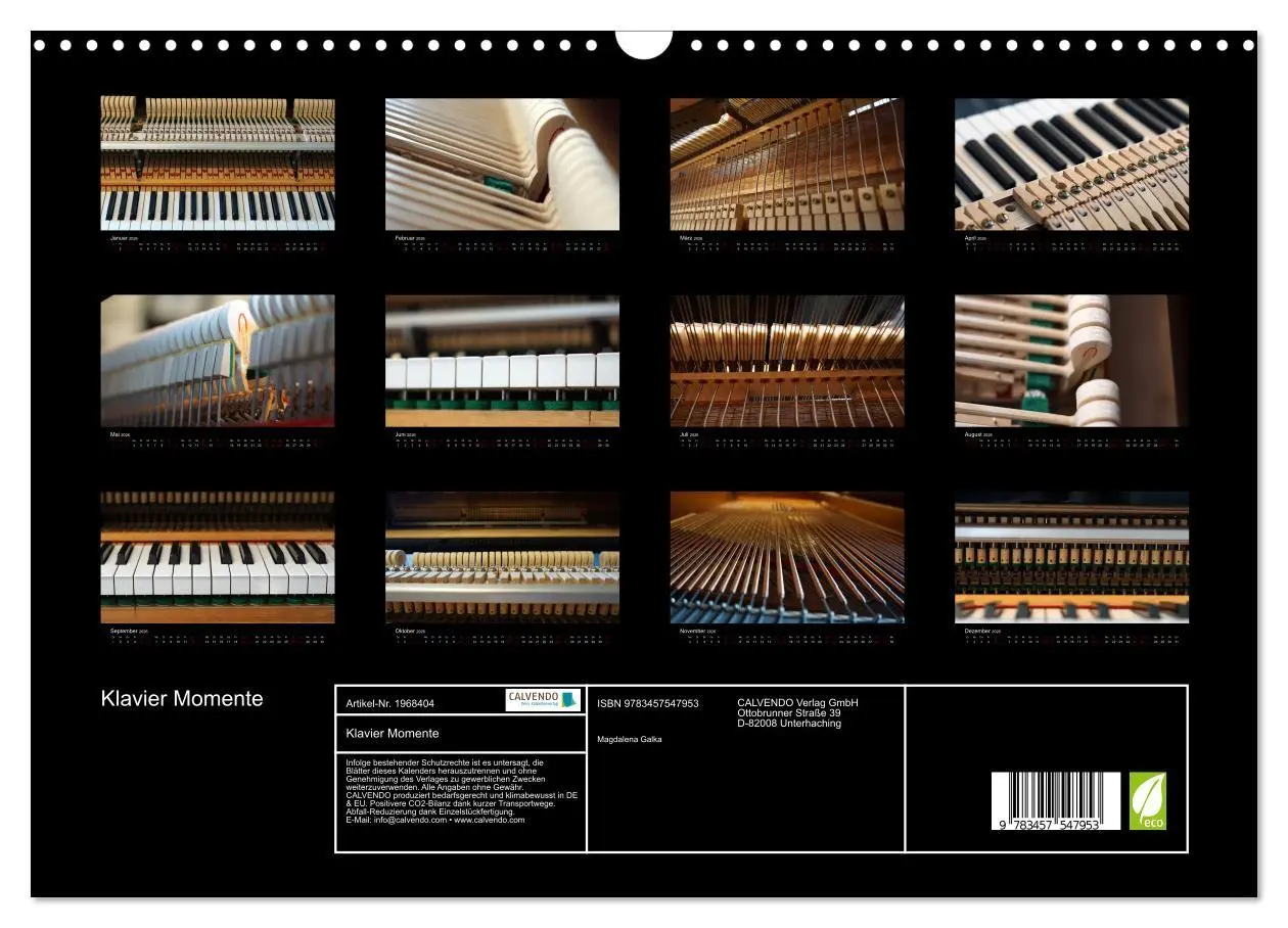 Bild: 9783457547953 | Klavier Momente (Wandkalender 2026 DIN A3 quer), CALVENDO...