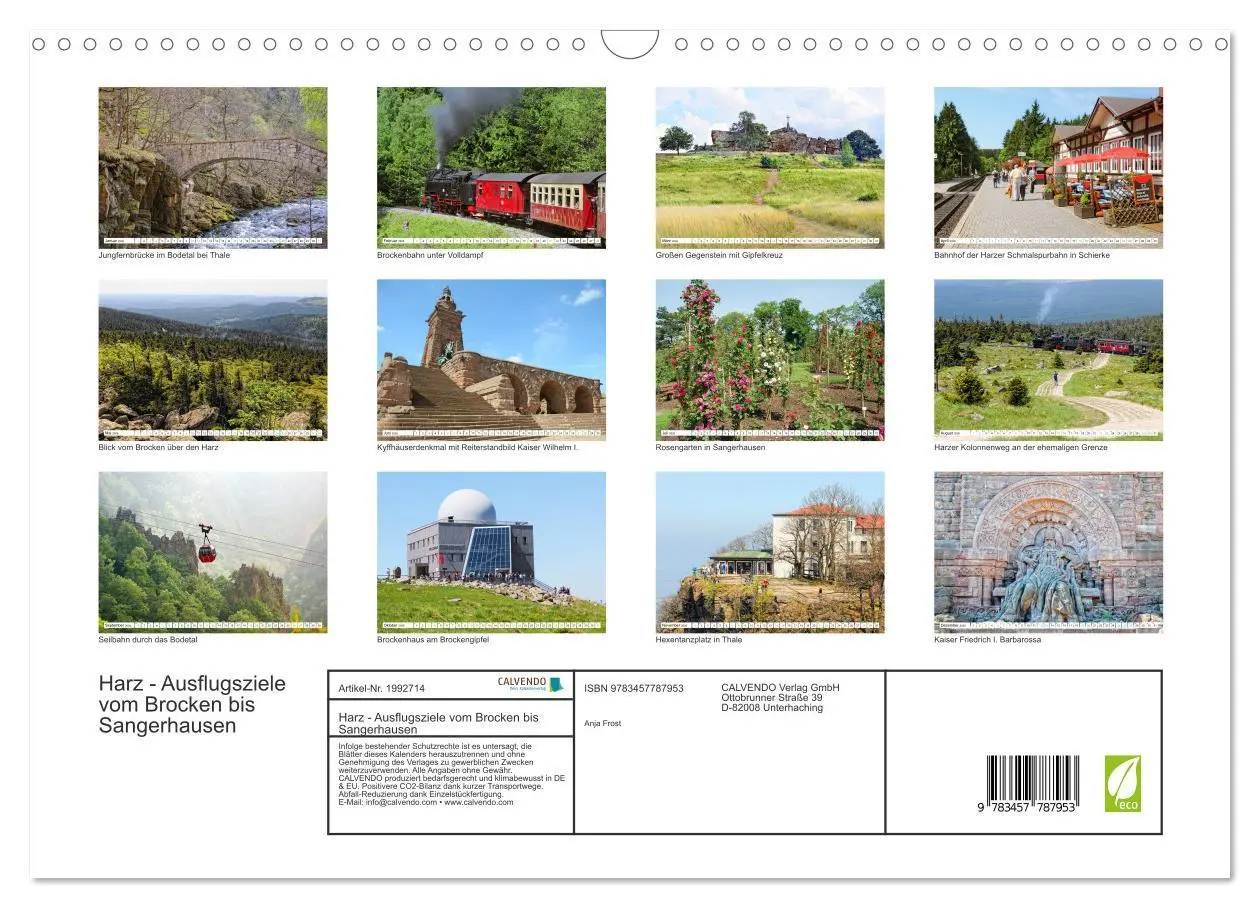 Bild: 9783457787953 | Harz - Ausflugsziele vom Brocken bis Sangerhausen (Wandkalender...