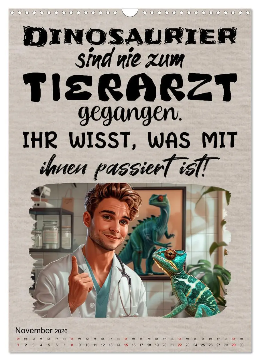 Bild: 9783516257953 | Tierarztsprüche (Wandkalender 2026 DIN A3 hoch), CALVENDO...