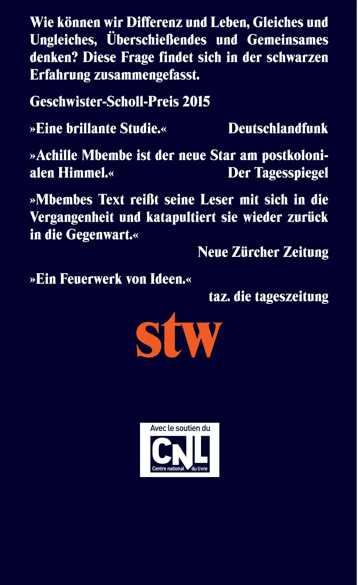 Rückseite: 9783518298053 | Kritik der schwarzen Vernunft | Achille Mbembe | Taschenbuch | 332 S.