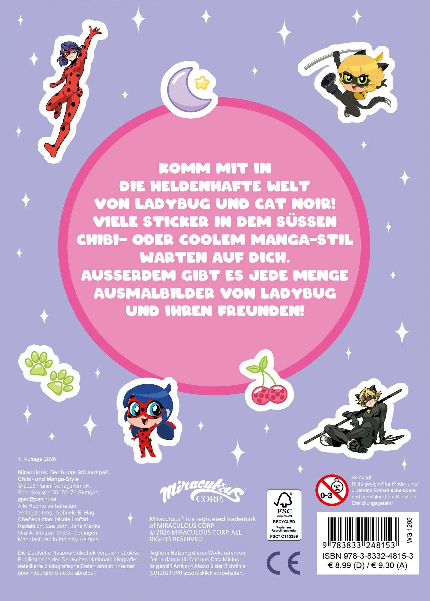 Rückseite: 9783833248153 | Miraculous: Der bunte Stickerspaß: Chibi- und Manga-Style | Panini