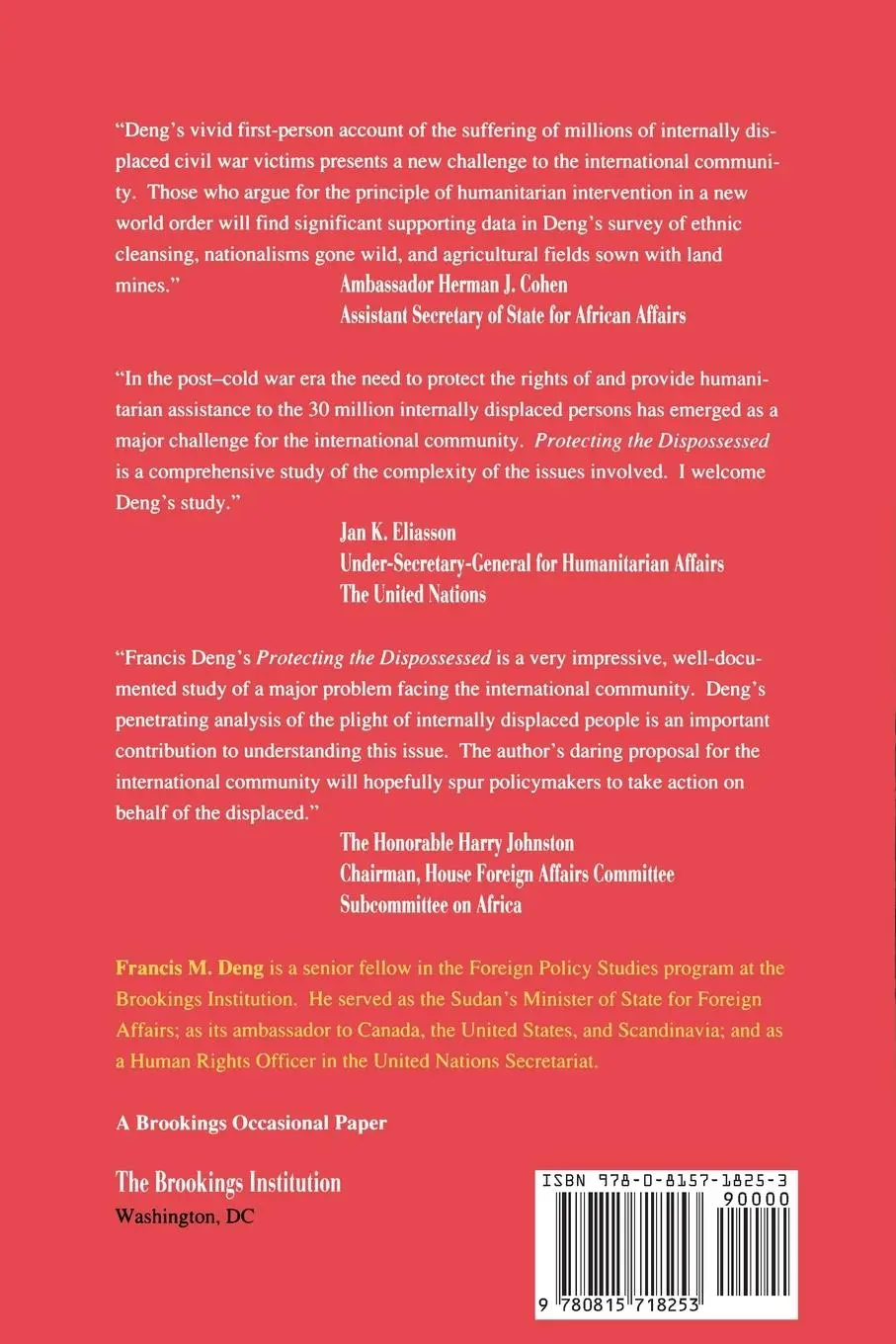 Rückseite: 9780815718253 | Protecting the Dispossessed | Francis M. Deng | Taschenbuch | Englisch
