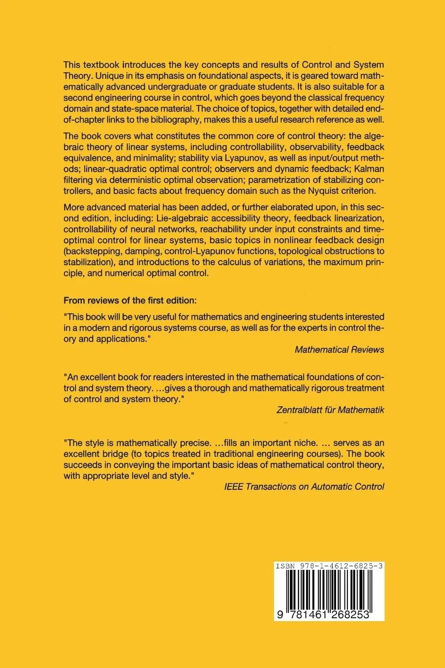 Rückseite: 9781461268253 | Mathematical Control Theory | Deterministic Finite Dimensional Systems