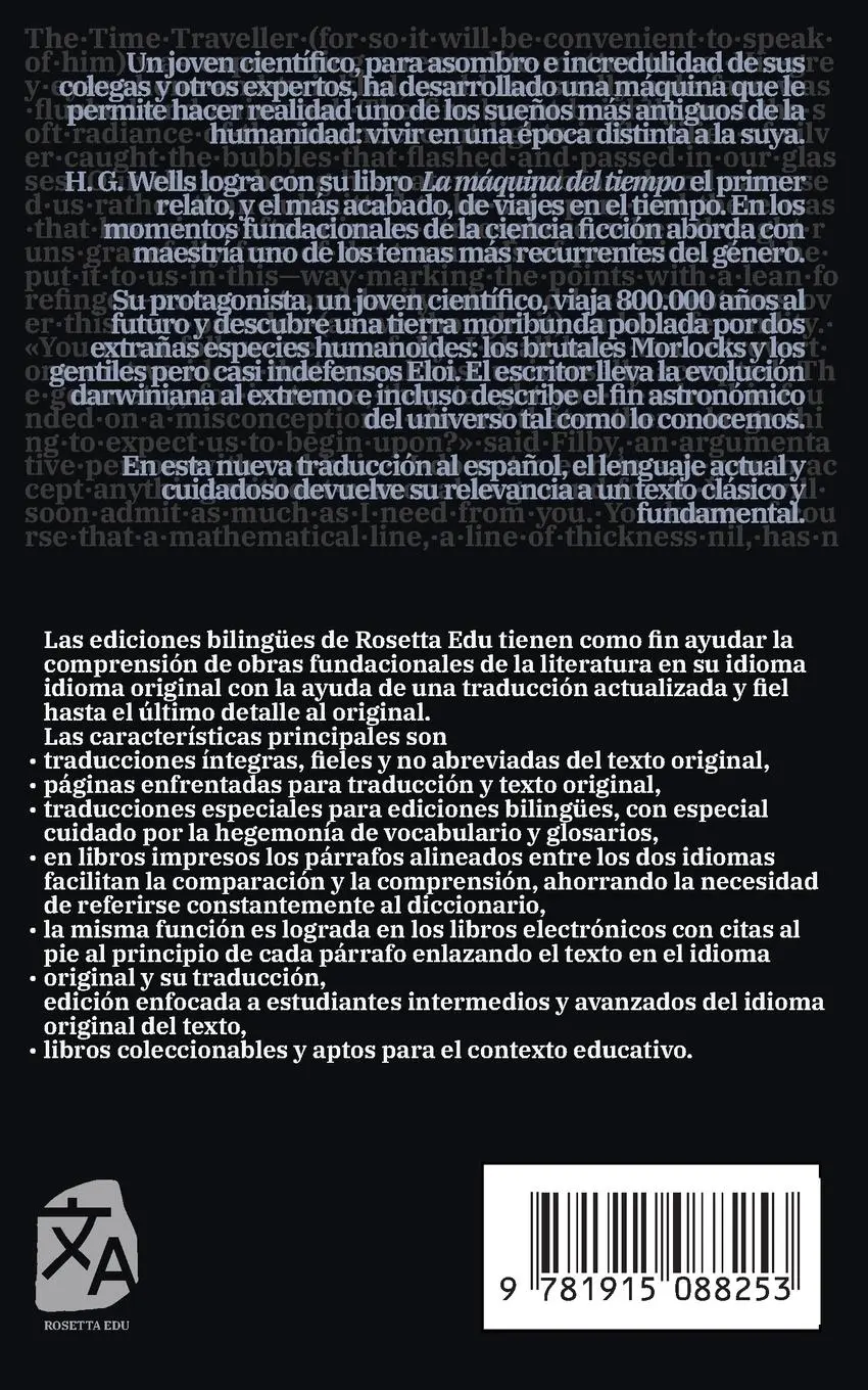 Rückseite: 9781915088253 | La máquina del tiempo - The Time Machine | H. G. Wells | Taschenbuch
