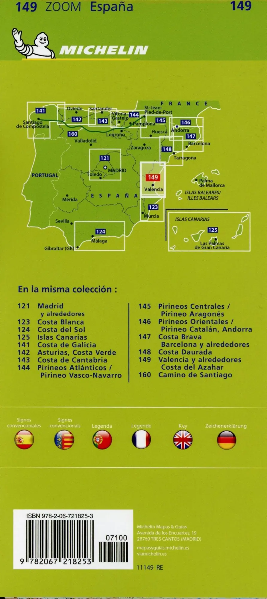 Bild: 9782067218253 | Valencia C.D. Azahar - Zoom Map 149. 1 : 150 000 | Map | Michelin