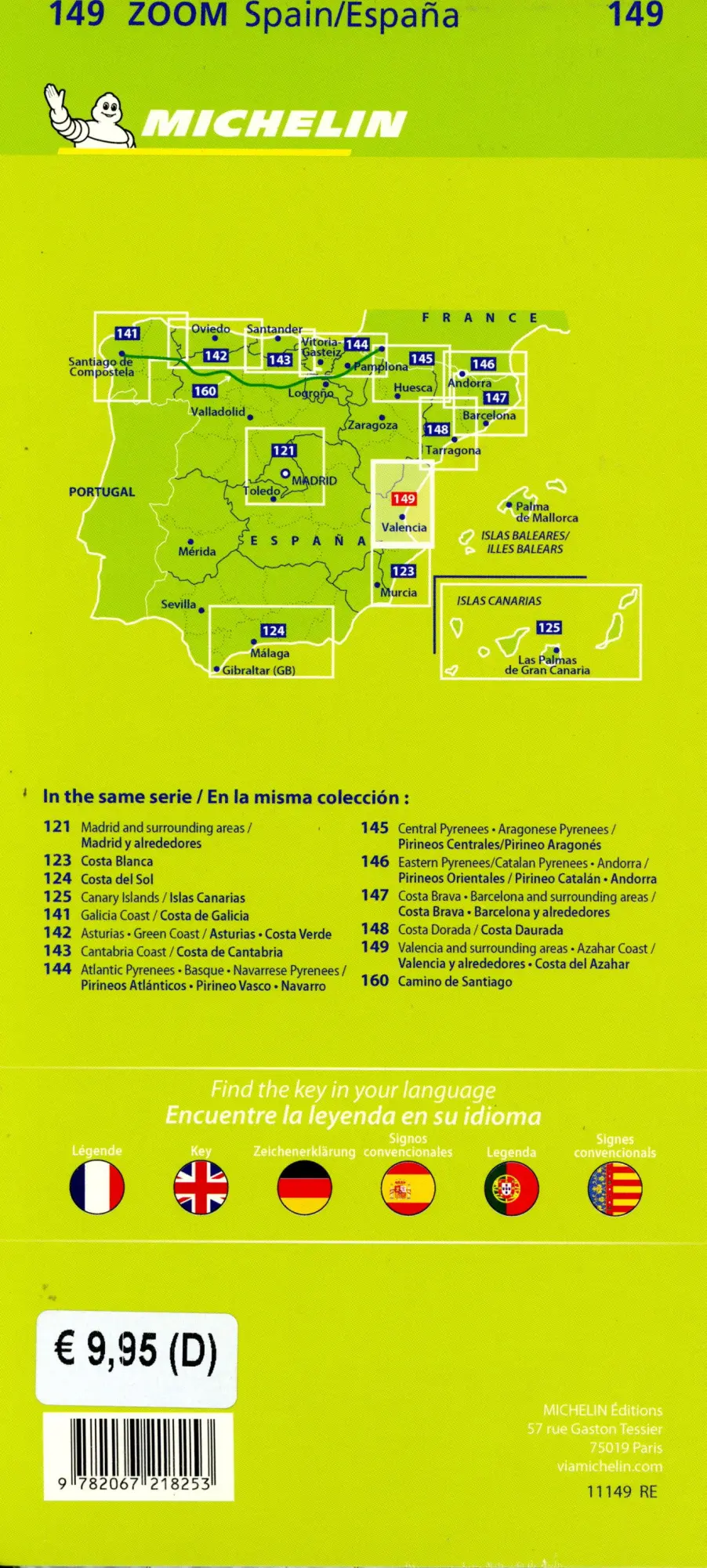 Bild: 9782067218253 | Valencia C.D. Azahar - Zoom Map 149. 1 : 150 000 | Map | Michelin